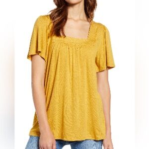 Bobeau square-neck flutter top size M